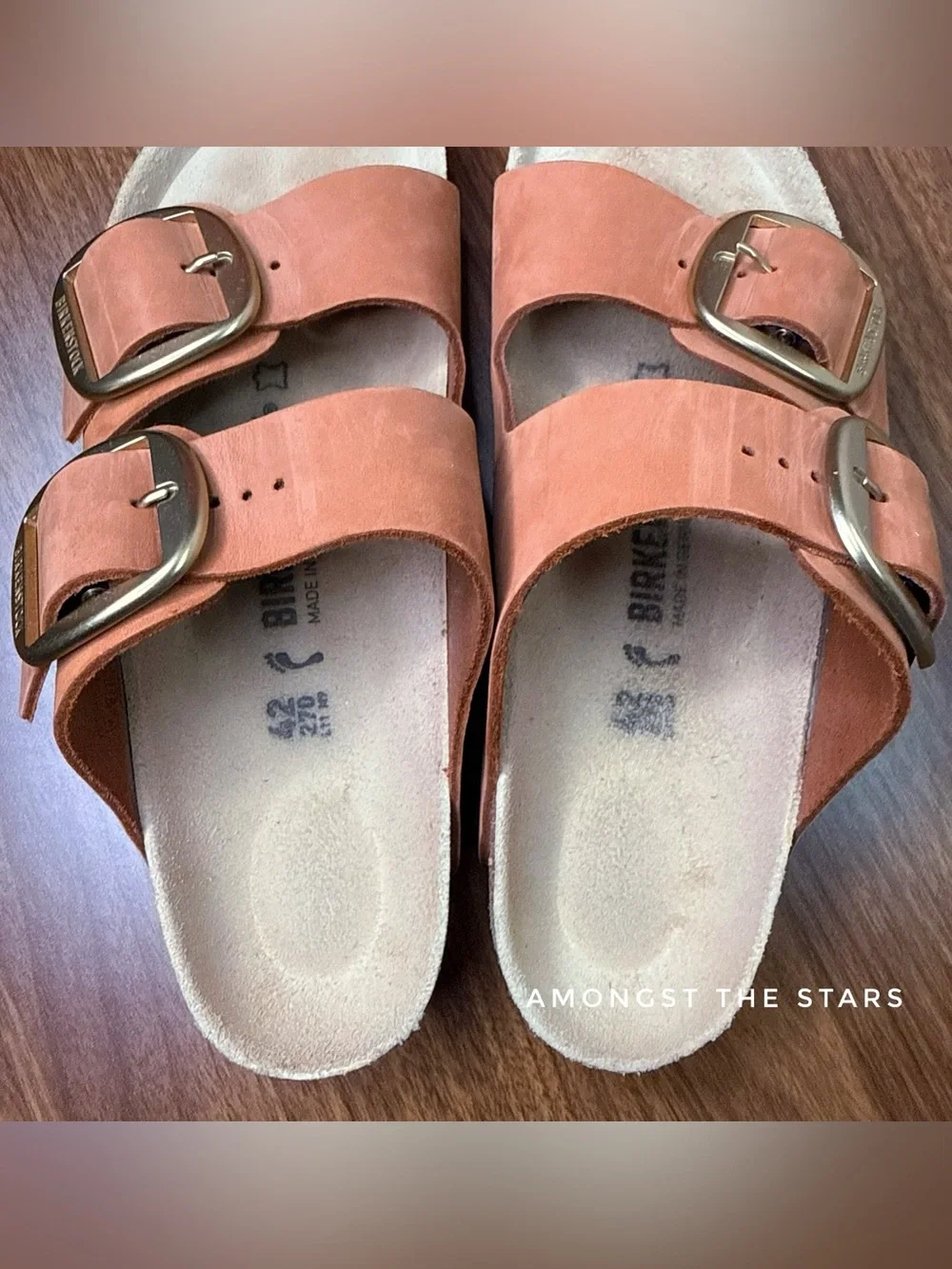 Birkenstock Arizona Big Buckle Brandy Nubuck Leather Double Strap Sandals
